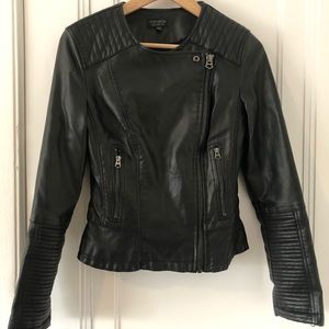 TOPSHOP vegan leather moto jacket sz 6